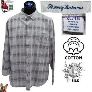 Tommy Bahama XL Gray Purple Plaid Long Sleeve